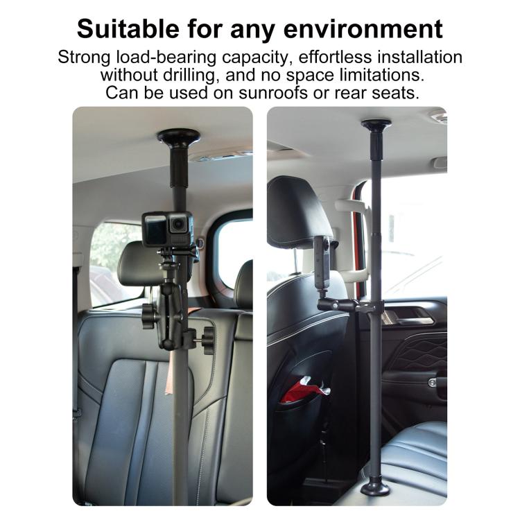 In-Car Camera Adjustable Mount Support Pole Extension Rod, 52-81.5cm Basic, 70-121cm Extended, Basic 4 in 1 Set with Crab Clip, Extend 4 in 1 Set with Crab Clip, Basic 5 in 1 Set with Clip Pocket Frame, Extend 5 in 1 Set with Clip Pocket Frame         ...