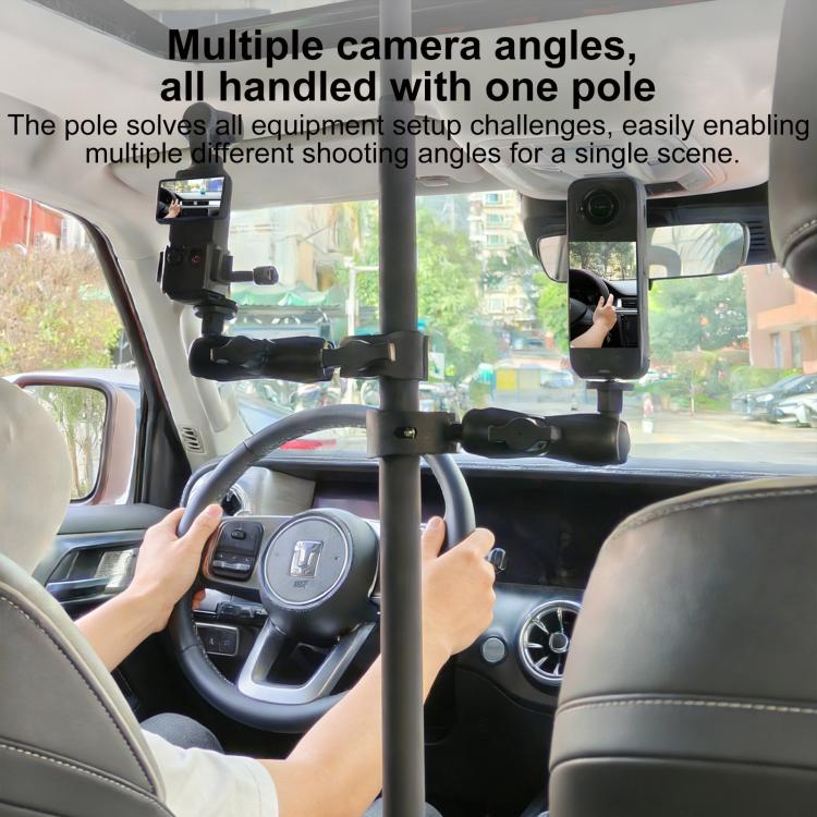 In-Car Camera Adjustable Mount Support Pole Extension Rod, 52-81.5cm Basic, 70-121cm Extended, Basic 4 in 1 Set with Crab Clip, Extend 4 in 1 Set with Crab Clip, Basic 5 in 1 Set with Clip Pocket Frame, Extend 5 in 1 Set with Clip Pocket Frame         ...
