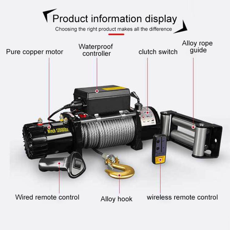 Manual Operation Wireless Remote Control Dual Use Car Electric Winch, 12V 3000 Lbs, 12V 3500 Lbs, 12V 4000 Lbs, 12V 4500 Lbs, 24V 3000 Lbs, 24V 3500 Lbs, 24V 4000 Lbs, 24V 4500 Lbs