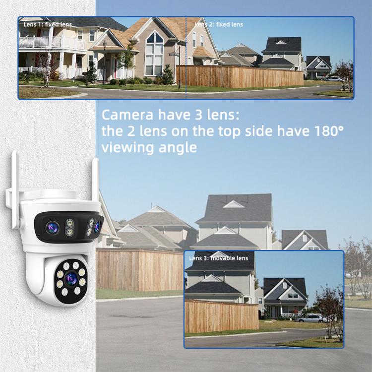 RH-TC3L 3MP Triple Lens HD Outdoor PTZ Security Dome Camera, EU Plug, US Plug, UK Plug, AU Plug
