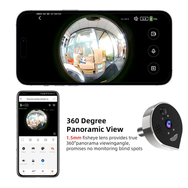 RH-PD7 4.3 inch HD Screen 360 Degree Panoramic Peephole 2.4G Wireless WiFi Video Doorbell, RH-PD7