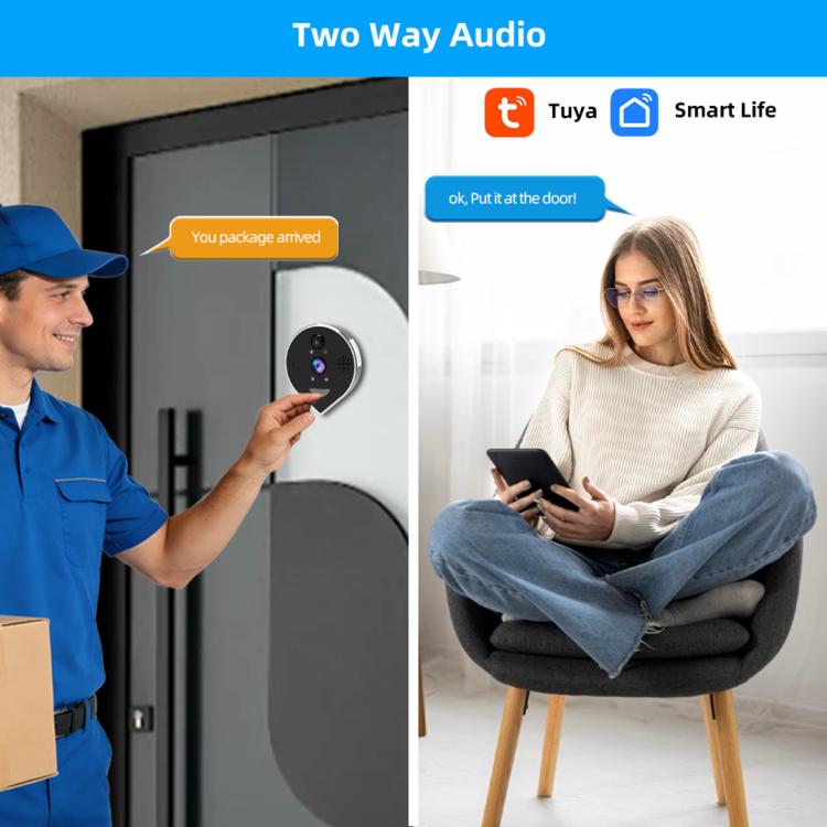 RH-PD7 4.3 inch HD Screen 360 Degree Panoramic Peephole 2.4G Wireless WiFi Video Doorbell, RH-PD7