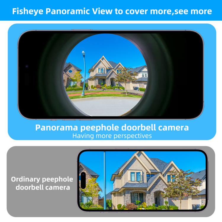 RH-PD7 4.3 inch HD Screen 360 Degree Panoramic Peephole 2.4G Wireless WiFi Video Doorbell, RH-PD7
