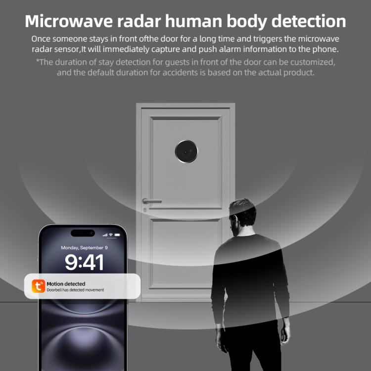 RH-PD9 4.3 inch HD Screen Microwave Radar Motion Detection Peephole WiFi Video Doorbell, RH-PD9