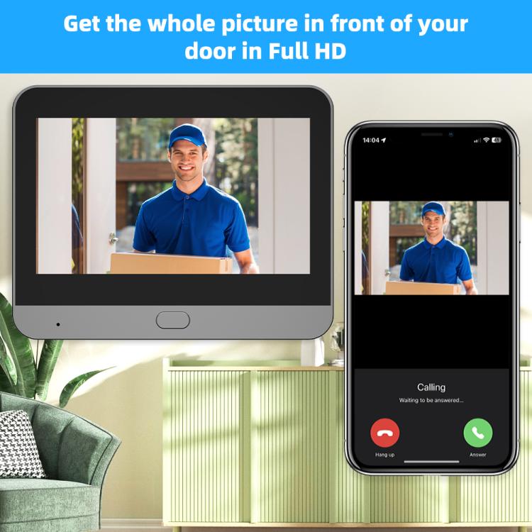RH-PD6-I 4.3 inch HD Screen Motion Detection Smart WiFi Video Doorbell, RH-PD6-I