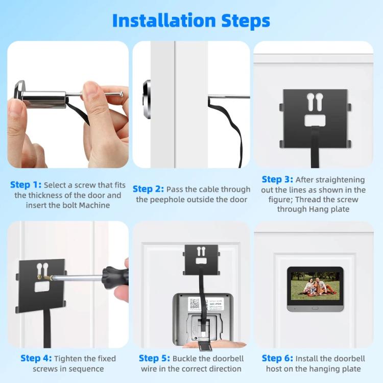 RH-PD6-I 4.3 inch HD Screen Motion Detection Smart WiFi Video Doorbell, RH-PD6-I