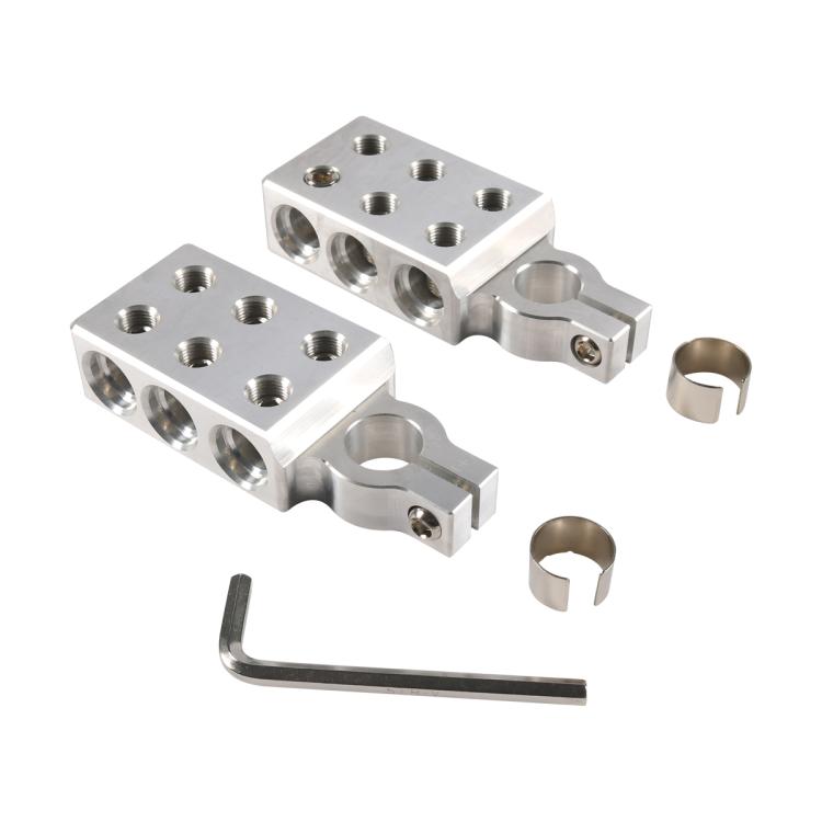 Pair 6-way Positive and Negative 4x0GA Battery Terminal Clamps with Wrench