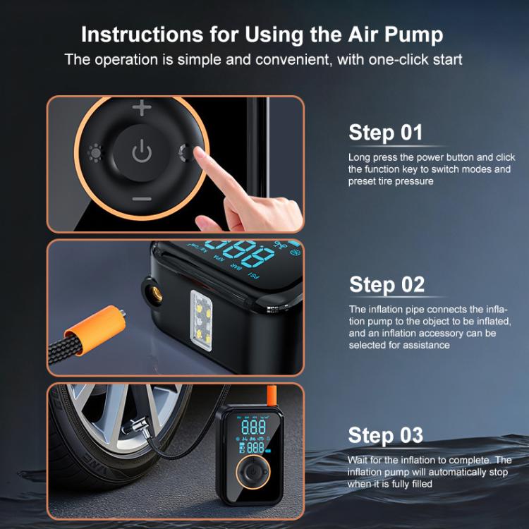 SUITU ST-5535B 4000mAh Digital Display Wireless Car Air Pump Electric Smart Tire Inflator
