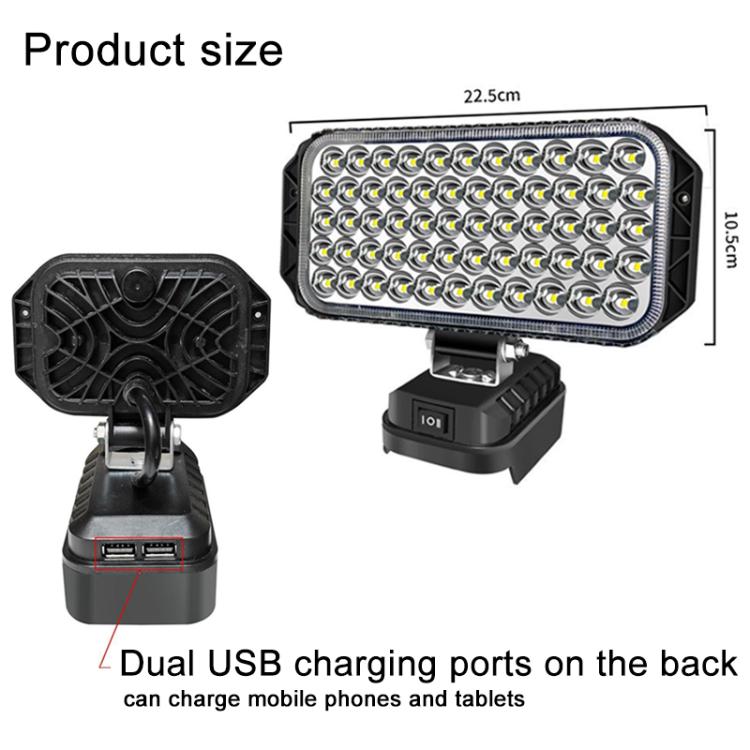 Dual USB LED Emergency Work Light, For Makita Battery Slot, 3 inch Round High Beam, 4 inch Square High Beam, 5 inch Square High and Low Beam, 8 inch Square High and Low Beam, 10 inch Square High and Low Beam