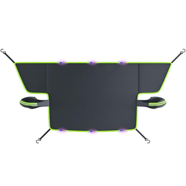SUITU ST-3960 Universal Car Oxford Fabric Snow and Sun Protection Magnetic Front Windshield Half Cover, ST-3960 (Black Green), ST-3960 (Black Orange)
