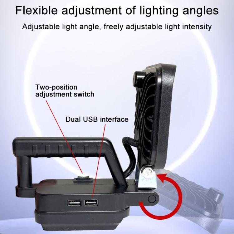 Outdoor Portable Dual USB LED Emergency Work Light, For Dayi Battery Slot, 3 inch Square High Beam, 4 inch Square High and Low Beam, 5 inch Square High and Low Beam, 8 inch Square High and Low Beam