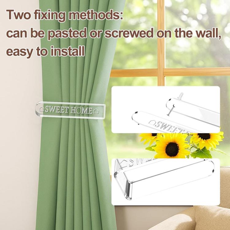 1 Pair/Pack Clear Acrylic Curtain Tieback Holder Curtain Clips, Support Drill-free and Drilled Installation