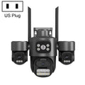 ICSee Triple-Lens 3MP Wireless WiFi Security Camera, Three-Screen Panoramic PTZ IP Camera with Full-Color Night Vision, US Plug, EU Plug