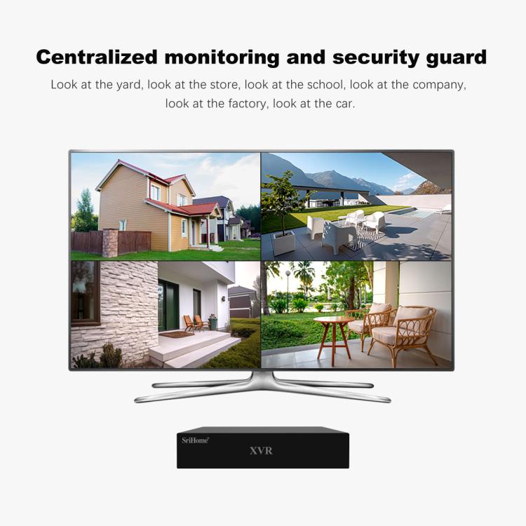 SriHome NVS007-AHD006B 2MP HD 4-CH XVR NVR Camera Network Video Recorder Kit, EU Plug, US Plug, UK Plug, AU Plug