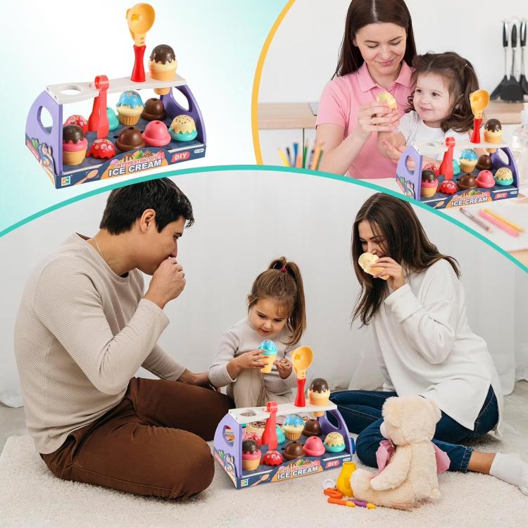Parent-child Interaction Pretend Play DIY Ice Cream Cone Sackable Store Game