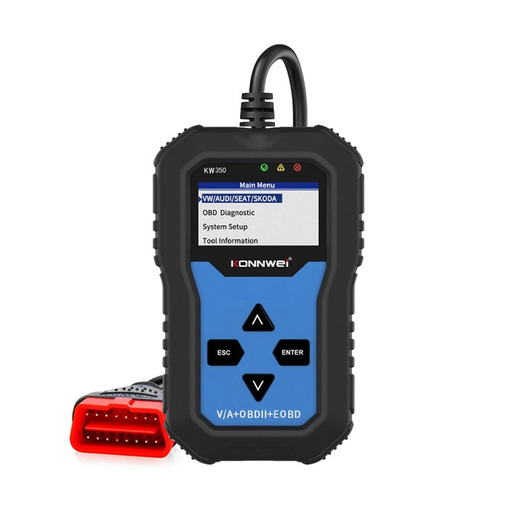 KONNWEI KW350 OBDII 12V Car Diagnostics Detector Scanner with 2 inch Black And White Display Screen V007 for Audi / Volkswagen, KW350
