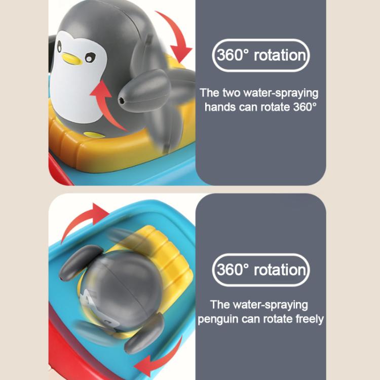 360-degree Rotating Electric Water-spraying Penguin Boat Children Bath Toy
