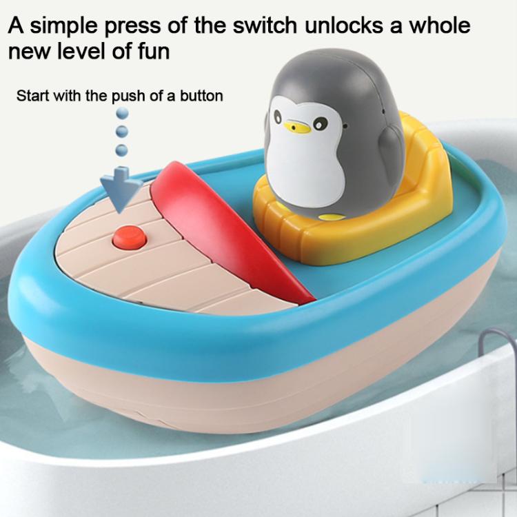 360-degree Rotating Electric Water-spraying Penguin Boat Children Bath Toy