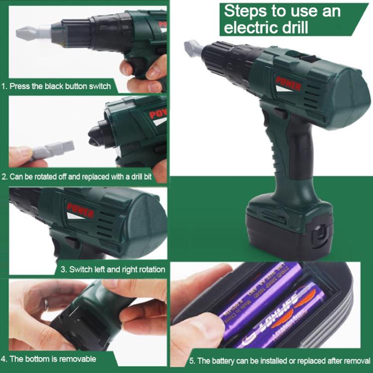 Children Pretend Play DIY Simulation Electric Drill Tool Set