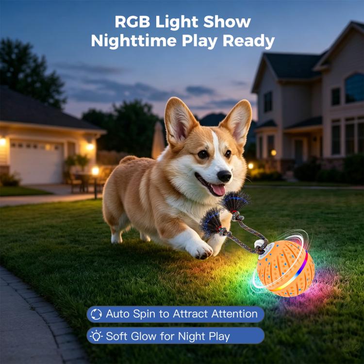 O24 Smart Automatic Pet Toy Ball Dog Training with Light & Sound & Rope, O24