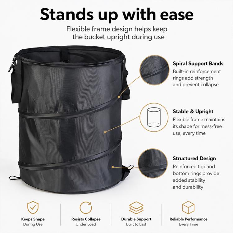 Outdoor Camping Folding Bucket Portable Trash Can Garden Leaf Bucket, Mini 25x32cm, Small 34x40cm, Medium 45x55cm