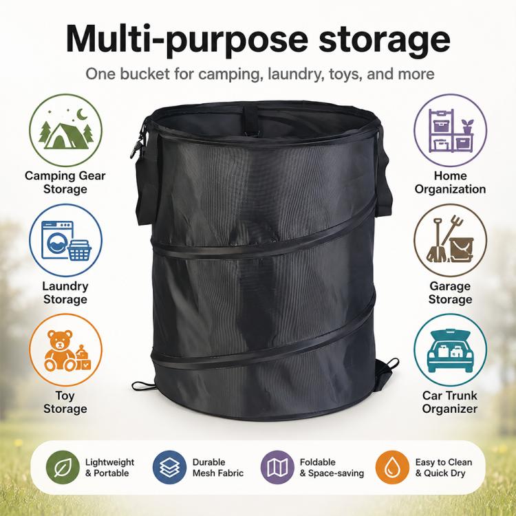 Outdoor Camping Folding Bucket Portable Trash Can Garden Leaf Bucket, Mini 25x32cm, Small 34x40cm, Medium 45x55cm