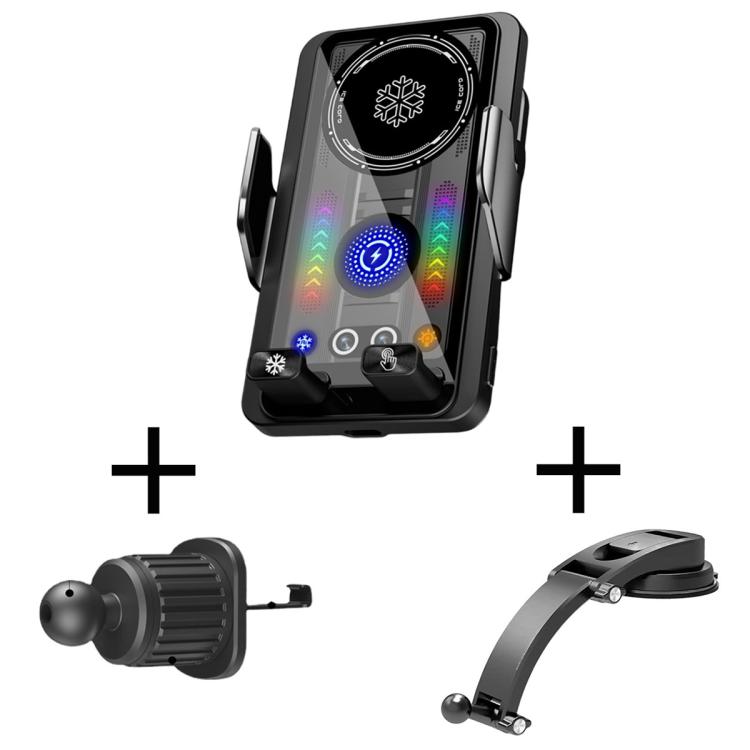 A1 Magnetic Cooling 15W Wireless Fast Charger Car Air Outlet Holder, Bracket + Air Vent Clip + Suction Cup, Bracket