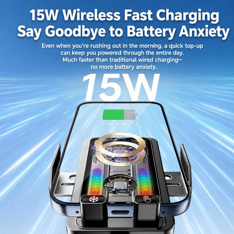 A1 Magnetic Cooling 15W Wireless Fast Charger Car Air Outlet Holder, Bracket + Air Vent Clip + Suction Cup, Bracket