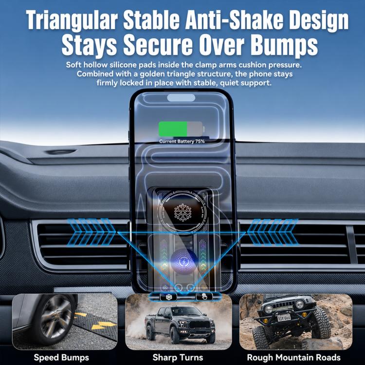 A1 Magnetic Cooling 15W Wireless Fast Charger Car Air Outlet Holder, Bracket + Air Vent Clip + Suction Cup, Bracket