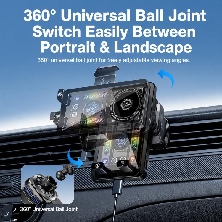 A1 Magnetic Cooling 15W Wireless Fast Charger Car Air Outlet Holder, Bracket + Air Vent Clip + Suction Cup, Bracket