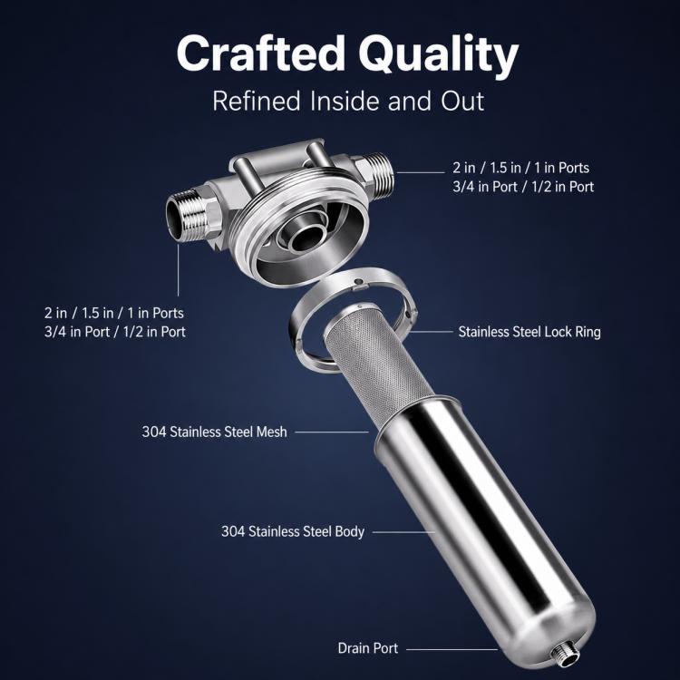 304 Stainless Steel Whole House Pre-Filter Water Purifier, 25-ton Clamp with 1.5 inch, 25-ton Clamp with 1 inch, 25-ton Clamp with 2 inch, 4-ton 1 inch Threaded Screw, 4-ton Threaded 4-point, 4-ton Threaded 6-point, 8-ton 1 inch Threaded Screw         ...
