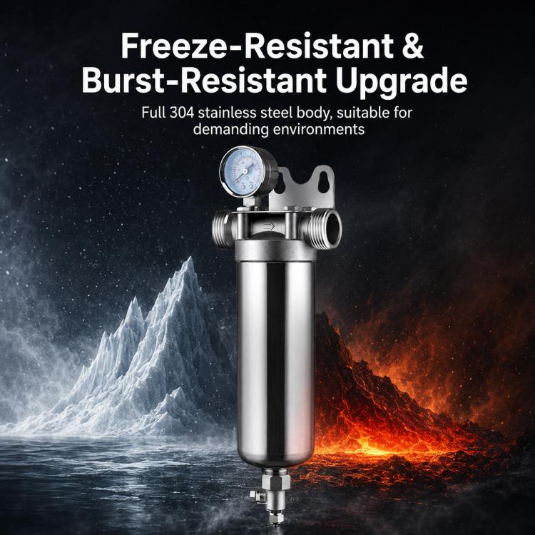 304 Stainless Steel Whole House Pre-Filter Water Purifier, 25-ton Clamp with 1.5 inch, 25-ton Clamp with 1 inch, 25-ton Clamp with 2 inch, 4-ton 1 inch Threaded Screw, 4-ton Threaded 4-point, 4-ton Threaded 6-point, 8-ton 1 inch Threaded Screw         ...