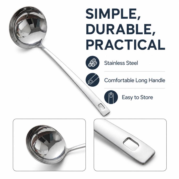 LsCook 7.2cm Stainless Steel Spoon, Soup Spoon, Strainer Spoon