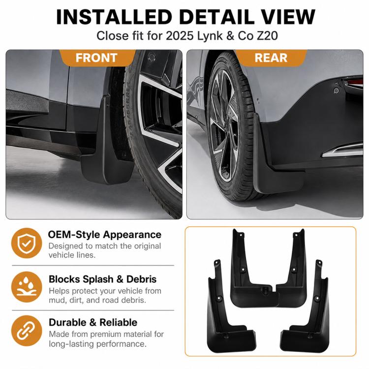 4pcs/Set Car Wheel Splash Flaps Fender Guard, For Geely LYNK & CO Z20 2025