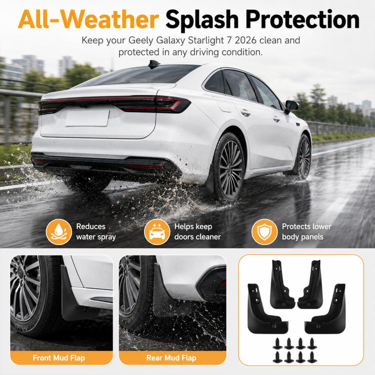 4pcs/Set Car Wheel Splash Flaps Fender Guard, For Geely Galaxy Starlight 7 2026