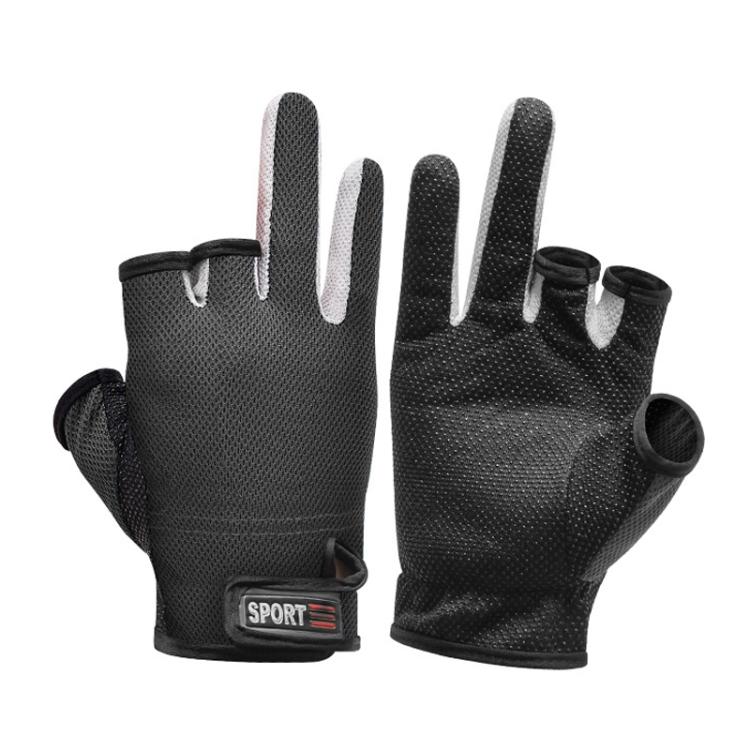 1 Pair 3 Finger Cut Off Anti Slip Breathable Fishing Gloves Outdoor Sun Protection Fishing Gear, Thin-Black, Thin-Blue, Thicken-Red, Thicken-Grey, Thicken-Yellow, Thicken-Blue