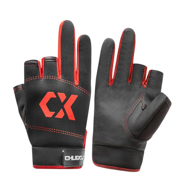 1 Pair 3 Finger Cut Off Anti Slip Breathable Fishing Gloves Outdoor Sun Protection Fishing Gear, Thin-Black, Thin-Blue, Thicken-Red, Thicken-Grey, Thicken-Yellow, Thicken-Blue