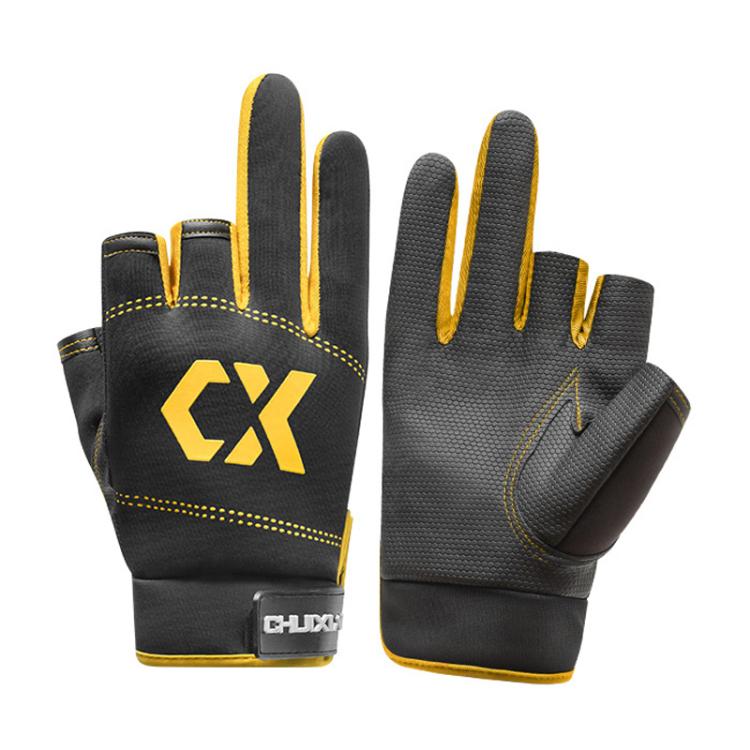 1 Pair 3 Finger Cut Off Anti Slip Breathable Fishing Gloves Outdoor Sun Protection Fishing Gear, Thin-Black, Thin-Blue, Thicken-Red, Thicken-Grey, Thicken-Yellow, Thicken-Blue