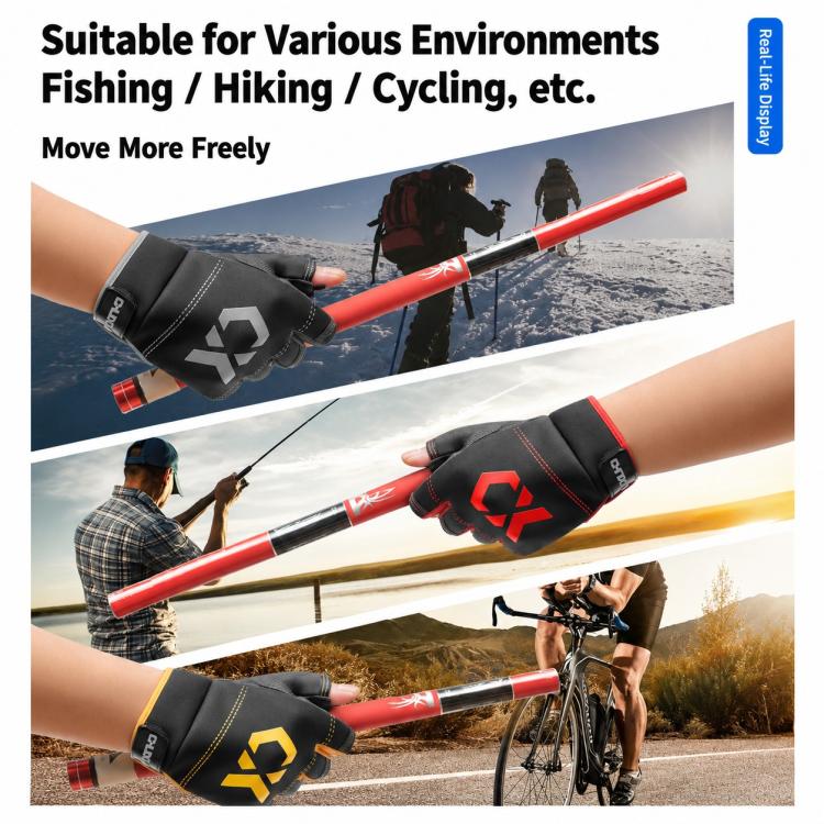 1 Pair 3 Finger Cut Off Anti Slip Breathable Fishing Gloves Outdoor Sun Protection Fishing Gear, Thin-Black, Thin-Blue, Thicken-Red, Thicken-Grey, Thicken-Yellow, Thicken-Blue