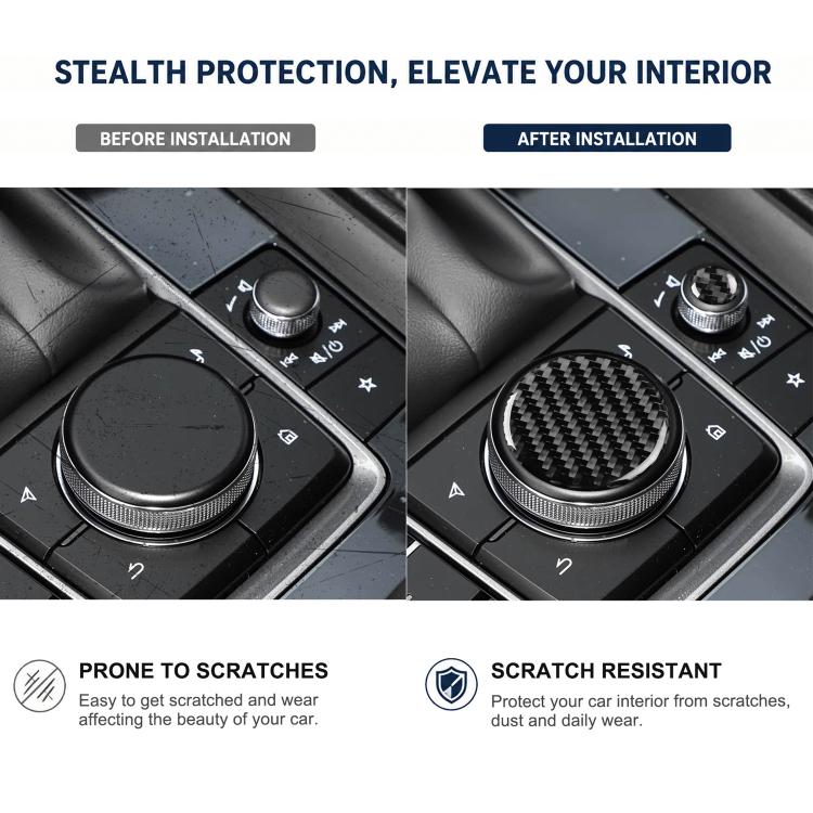 For Mazda CX-50 2022-2024 2pcs/Set Car Multimedia Knob Carbon Fiber Sticker, Multimedia Knob