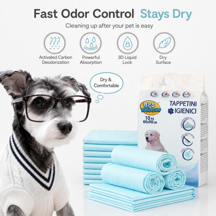 10 in 1 Deodorizing Absorbent Pet Urine Pad, 60 x 60cm, 60 x 90cm