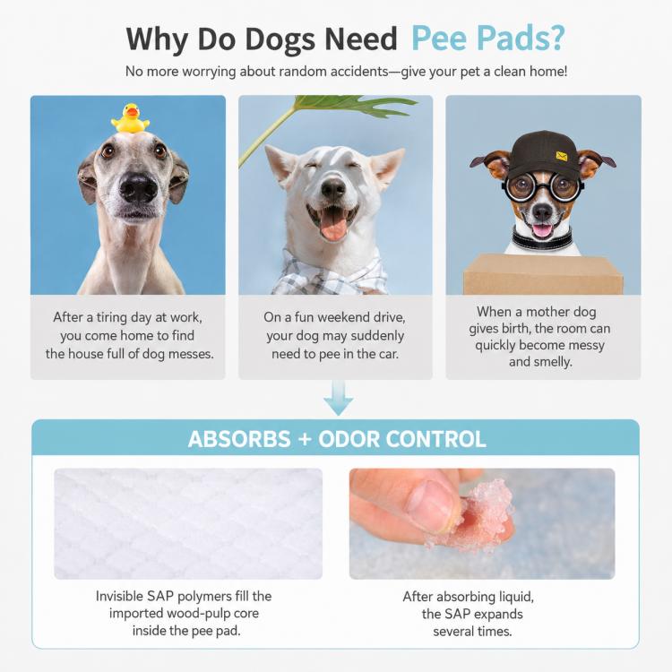 10 in 1 Deodorizing Absorbent Pet Urine Pad, 60 x 60cm, 60 x 90cm