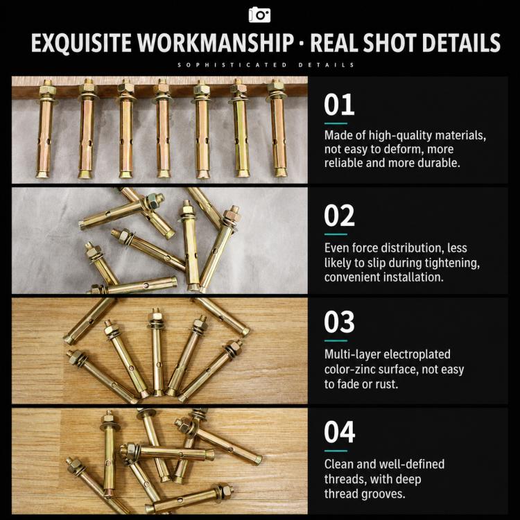 Multipurpose Metal Screw Hardware Fasteners, 100pcs M6x60mm Zinc-Plated Expansion Bolt, 100 Sets Self-Tapping Screws 4x16mm, 100 Sets Black Self-Tapping Screws 4x16mm, 20 Sets Screws+Expansion Tube, 50 Sets Handle Screws 4x22mm