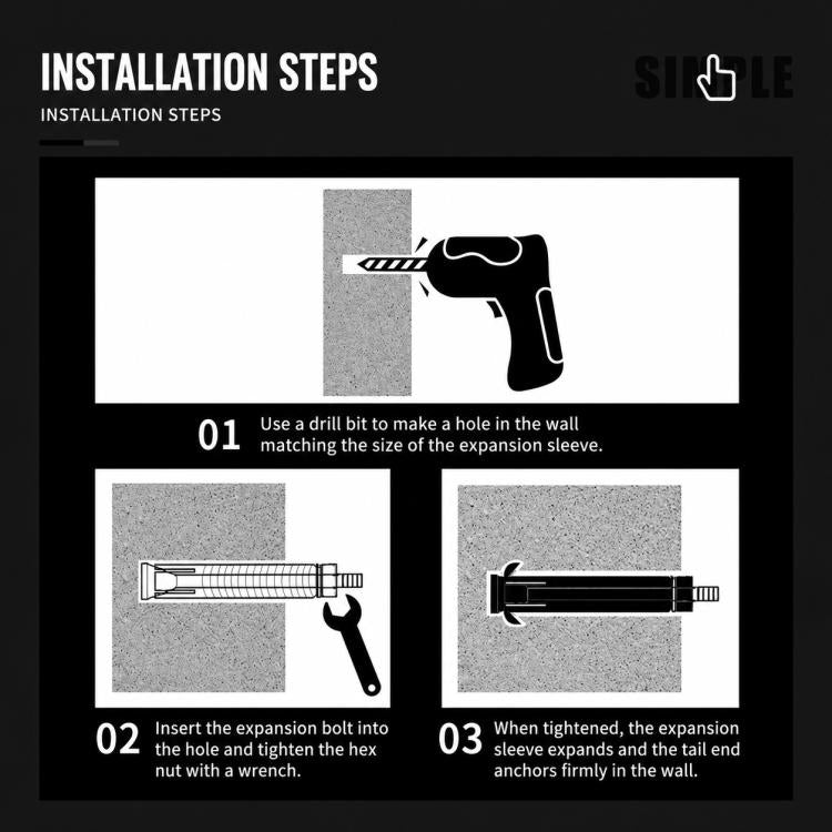 Multipurpose Metal Screw Hardware Fasteners, 100pcs M6x60mm Zinc-Plated Expansion Bolt, 100 Sets Self-Tapping Screws 4x16mm, 100 Sets Black Self-Tapping Screws 4x16mm, 20 Sets Screws+Expansion Tube, 50 Sets Handle Screws 4x22mm