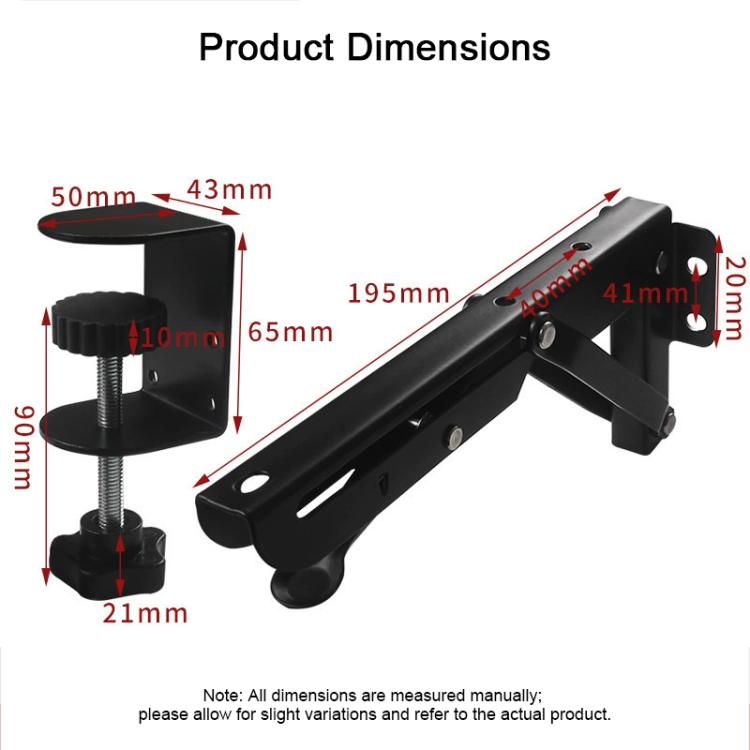 No-Drill Clamp-On Desktop Extension Tray Board Support Bracket, Regular Folding Style, Large Clip Folding Style, Regular Slide Rail Style, Adjustable Slide Rail Style, Rotatable Slide Rail Style, Drawer Clip Folding Style
