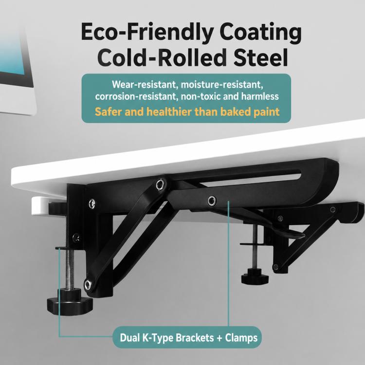 No-Drill Clamp-On Desktop Extension Tray Board Support Bracket, Regular Folding Style, Large Clip Folding Style, Regular Slide Rail Style, Adjustable Slide Rail Style, Rotatable Slide Rail Style, Drawer Clip Folding Style