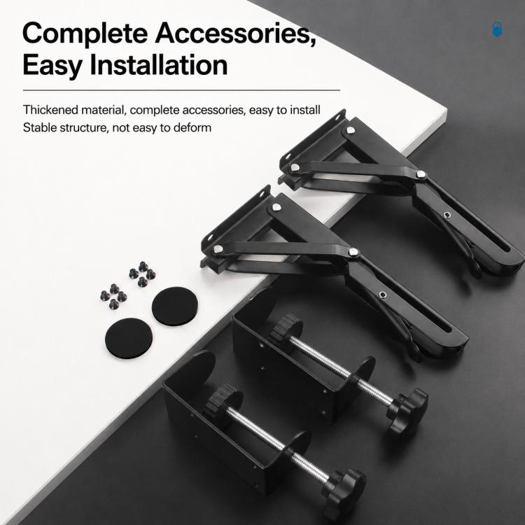 No-Drill Clamp-On Desktop Extension Tray Board Support Bracket, Regular Folding Style, Large Clip Folding Style, Regular Slide Rail Style, Adjustable Slide Rail Style, Rotatable Slide Rail Style, Drawer Clip Folding Style