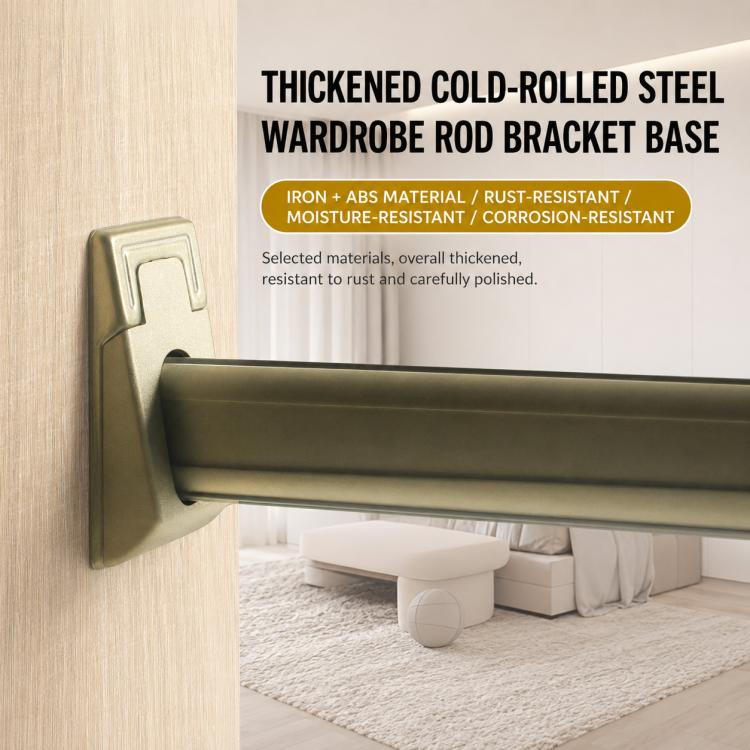 4pcs/Pack Thickened Closet Rod Support Brackets, Wardrobe Clothes Rail End Holders, Cold-Rolled Steel, Zinc Alloy