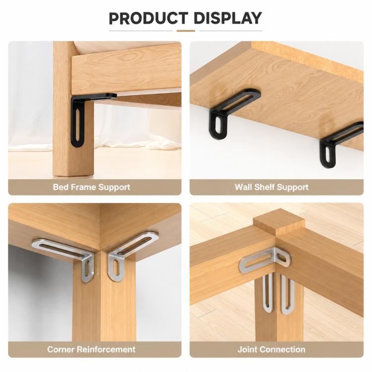 2pcs/Pack Stainless Steel L-Shaped Long Slot Holes Corner Braces Connector, 32x47x19mm, 32x63x19mm, 32x78x19mm, 32x99x19mm, 32x118x19mm