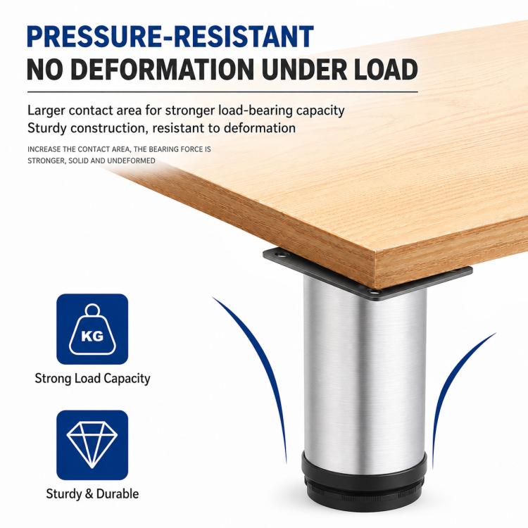 Brushed Stainless Steel Furniture Support Legs for Sofas and Coffee Tables, 50mm, 60mm, 80mm, 100mm, 120mm, 150mm, 200mm, 250mm, 300mm, 350mm, 400mm, 450mm, 500mm
